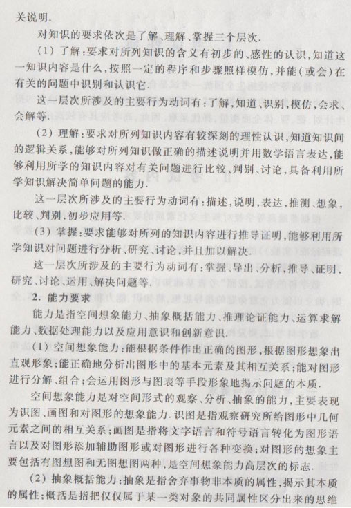 2015年高考文科数学新课标考试大纲