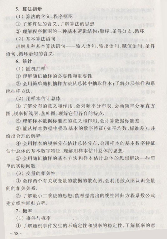 2015年高考理科数学新课标考试大纲